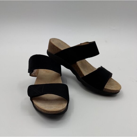 Dansko Maddy Black Leather Slide Sandals With Adjustable Straps Size 8.5 or 39 - Picture 1 of 9